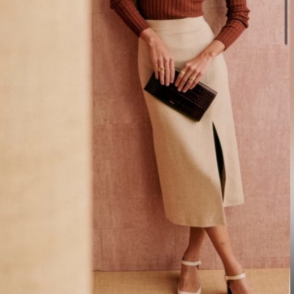 Sezane Dresses & Skirts - Sezane Jupe Madelyn midi skirt Beige NWT